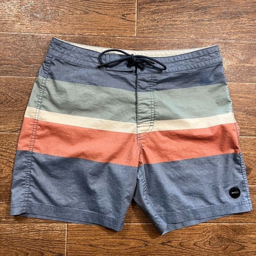 RVCA Mens Westport Print 17" Boardshorts Stripes Size 30 Beach Resort Travel